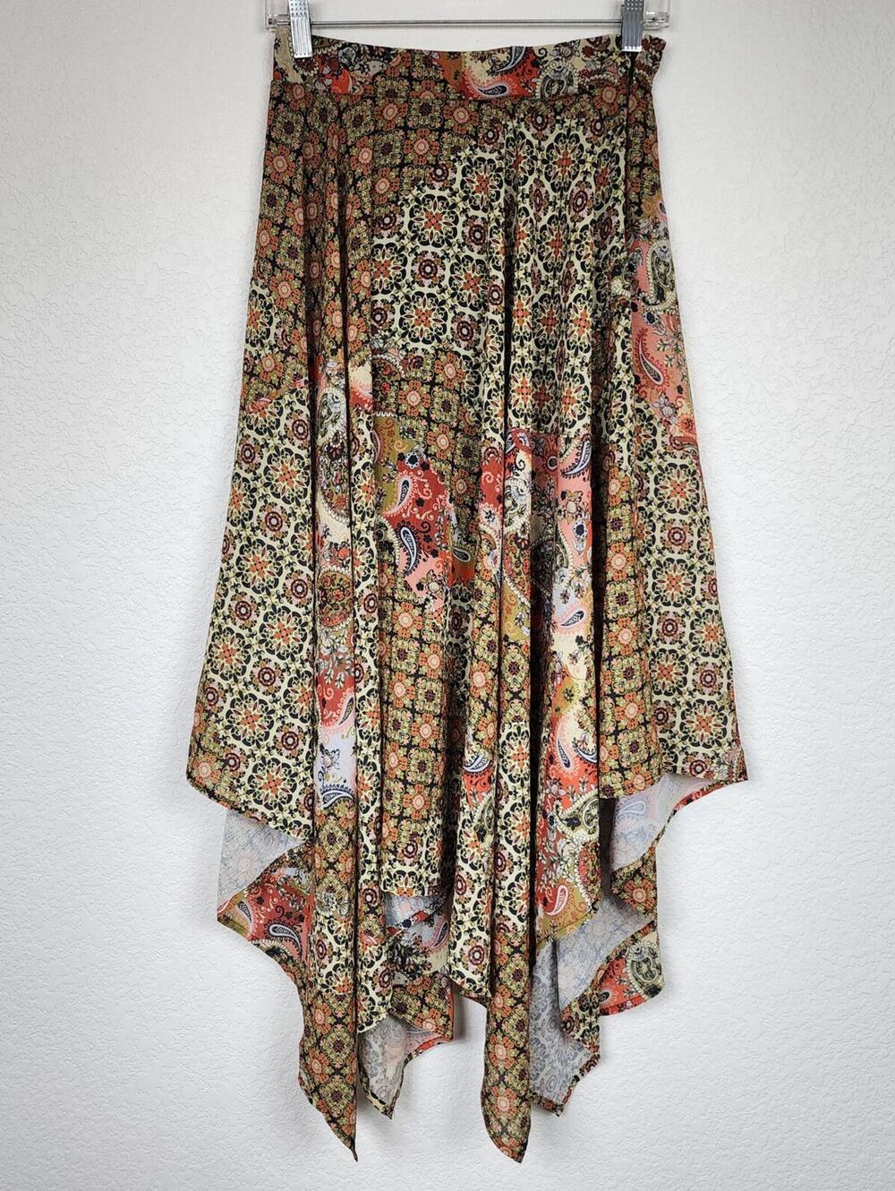 NWT $108 Free People Boho Printed Asymmetrical Skirt